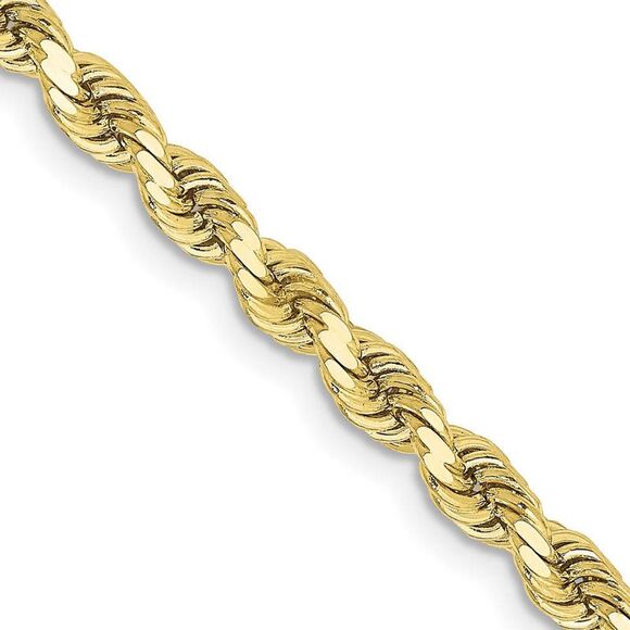 3.25mm 10K Yellow Gold Diamond Cut Solid Rope Chain Bracelet 9 Inch